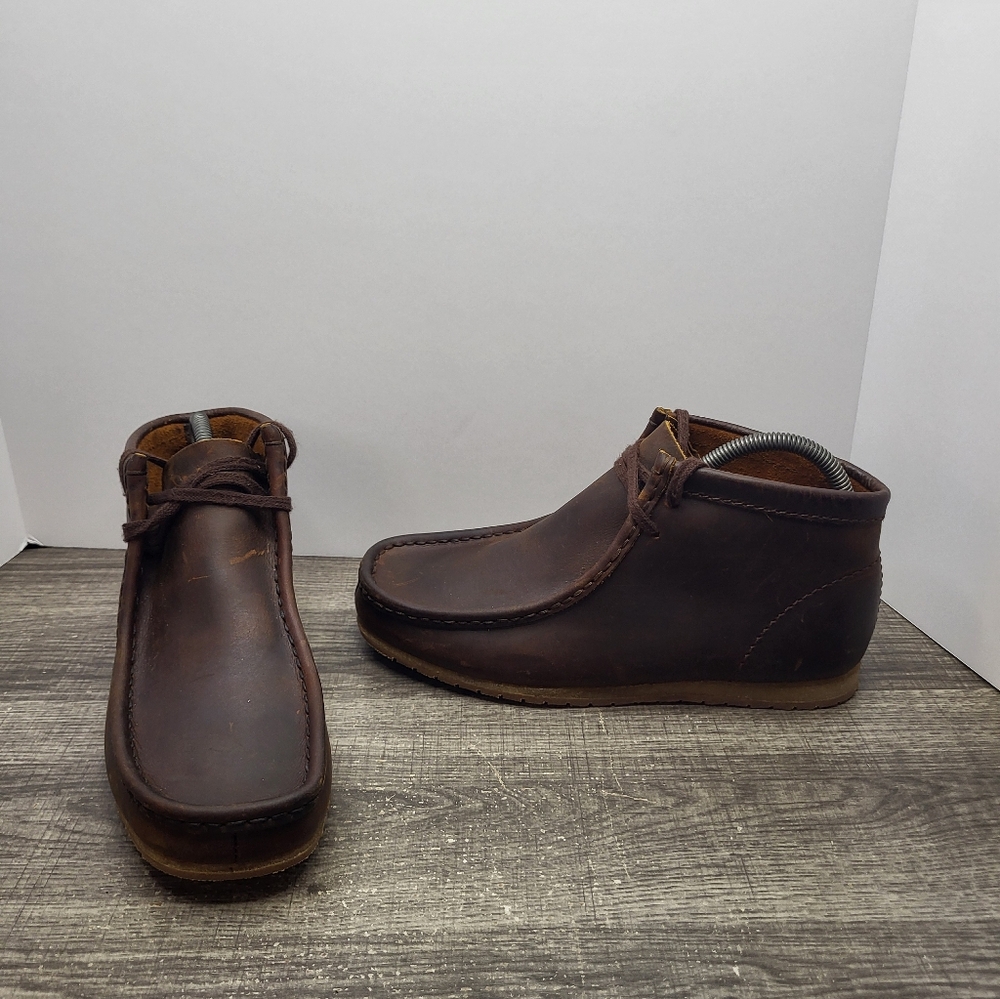 CLARKS Wallabee Shoes Brown Waxed Leather 21621 Men's Size 7.5